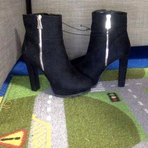 Black Faux Suede Booties